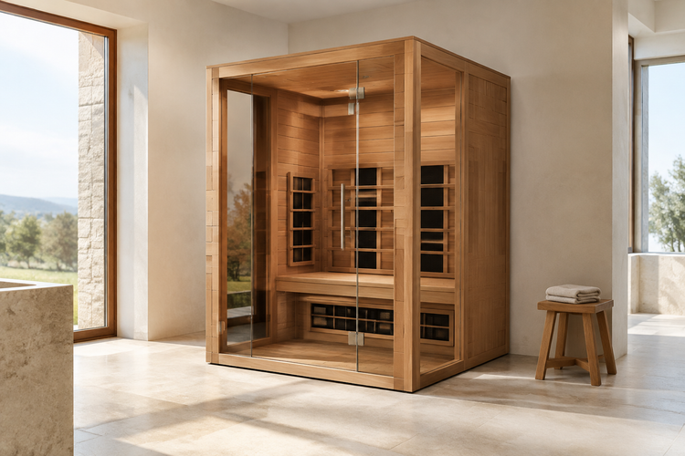 Infrared sauna in a refined residential wellness room